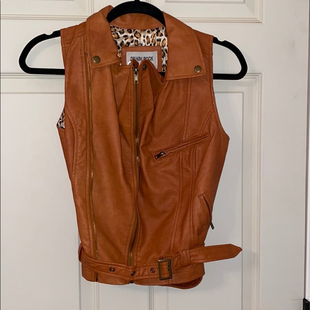 Faux leather vest